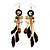 Long Wood, Swallow, Feather, Rose & Heart Drop Earrings - 13cm Length - view 9