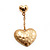 Gold Plated Hammered Double Heart Drop Earrings - 5cm Length - view 11
