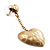 Gold Plated Hammered Double Heart Drop Earrings - 5cm Length - view 9