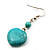 Romantic Turquoise Stone Heart Drop Earrings (Rhodium Plated Metal) - 4.5cm Length - view 6