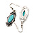 Burn Silver Turquoise Stone Drop Earring - 5cm Length - view 5