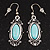 Burn Silver Turquoise Stone Drop Earring - 5cm Length - view 2