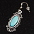 Burn Silver Turquoise Stone Drop Earring - 5cm Length - view 6