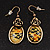 Burn Gold Animal Print Floral Drop Earrings - 4.5cm Length - view 2