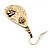Teardrop Textured Floral Drop Earrings In Gold Tone Metal - 5cm Length - view 4