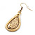 Teardrop Textured Floral Drop Earrings In Gold Tone Metal - 5cm Length - view 5