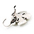 White/Black Enamel Daisy Drop Earrings (Silver Plated Metal) - 3cm Length - view 3
