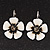 White/Black Enamel Daisy Drop Earrings (Silver Plated Metal) - 3cm Length - view 5