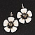 White/Black Enamel Daisy Drop Earrings (Silver Plated Metal) - 3cm Length - view 4