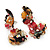 Exquisite Double Flower Acrylic Drop Earrings (Red, Black & Brown) - 6cm Length - view 7