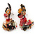 Exquisite Double Flower Acrylic Drop Earrings (Red, Black & Brown) - 6cm Length - view 3