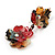 Exquisite Double Flower Acrylic Drop Earrings (Red, Black & Brown) - 6cm Length - view 5