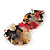 Exquisite Double Flower Acrylic Drop Earrings (Red, Black & Brown) - 6cm Length - view 4