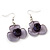 Lavender Flower Acrylic Drop Earrings (Silver Tone Finish) -5.5cm Length - view 8