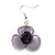 Lavender Flower Acrylic Drop Earrings (Silver Tone Finish) -5.5cm Length - view 2