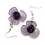 Lavender Flower Acrylic Drop Earrings (Silver Tone Finish) -5.5cm Length - view 4