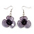 Lavender Flower Acrylic Drop Earrings (Silver Tone Finish) -5.5cm Length - view 7