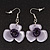 Lavender Flower Acrylic Drop Earrings (Silver Tone Finish) -5.5cm Length - view 5