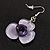 Lavender Flower Acrylic Drop Earrings (Silver Tone Finish) -5.5cm Length - view 6
