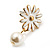 Small White Enamel Flower Stud Earrings (Gold Plated Finish) - 2.5cm Length - view 6