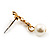 Small White Enamel Flower Stud Earrings (Gold Plated Finish) - 2.5cm Length - view 5