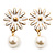 Small White Enamel Flower Stud Earrings (Gold Plated Finish) - 2.5cm Length - view 4