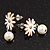 Small White Enamel Flower Stud Earrings (Gold Plated Finish) - 2.5cm Length - view 3