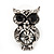 Small Antique Silver Diamante Owl Stud Earrings - 2cm Length - view 3