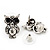 Small Antique Silver Diamante Owl Stud Earrings - 2cm Length - view 4