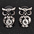 Small Antique Silver Diamante Owl Stud Earrings - 2cm Length - view 2