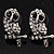 Cute Crystal Owl Stud Earrings (Antique Silver Metal) - 2.5cm Length - view 2