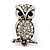 Antique Silver Crystal Owl Stud Earrings - 2.5cm Length - view 4
