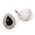 Crystal Teardrop Stud Earrings In Silver Tone Metal - 2.5cm Length - view 5
