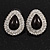 Crystal Teardrop Stud Earrings In Silver Tone Metal - 2.5cm Length - view 2