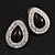 Crystal Teardrop Stud Earrings In Silver Tone Metal - 2.5cm Length - view 4
