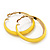 Bright Yellow Hoop Earrings (Gold Tone Metal) - 5cm Diameter - view 4