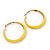 Bright Yellow Hoop Earrings (Gold Tone Metal) - 5cm Diameter - view 5