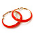Bright Orange Hoop Earrings (Gold Tone Metal) - 5cm Diameter - view 3