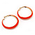 Bright Orange Hoop Earrings (Gold Tone Metal) - 5cm Diameter - view 6