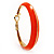 Bright Orange Hoop Earrings (Gold Tone Metal) - 5cm Diameter - view 4
