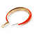 Bright Orange Hoop Earrings (Gold Tone Metal) - 5cm Diameter - view 5