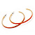 Orange Enamel Thin Hoop Earrings (Gold Plated Metal) - 6cm Diameter - view 5