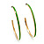 Grass Green Enamel Thin Hoop Earrings (Gold Plated Metal) - 6cm Diameter - view 6