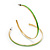 Grass Green Enamel Thin Hoop Earrings (Gold Plated Metal) - 6cm Diameter - view 2