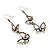 Antique Silver Metal Double Butterfly Drop Earrings - 5.5cm Length - view 3