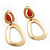 Double Hoop Coral Bead Drop Earrings (Brushed Gold Effect) - 5cm Length - view 6