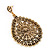 Large Burn Gold Filigree Oval Drop Earrings - 8.5cm Length - view 3