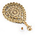 Large Burn Gold Filigree Oval Drop Earrings - 8.5cm Length - view 4