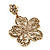 Large Burn Gold Filigree Flower Drop Earrings - 7.5cm Length - view 2