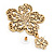 Large Burn Gold Filigree Flower Drop Earrings - 7.5cm Length - view 3